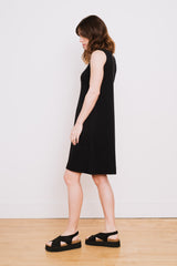 Cotton A-Line Tank Dress, Black