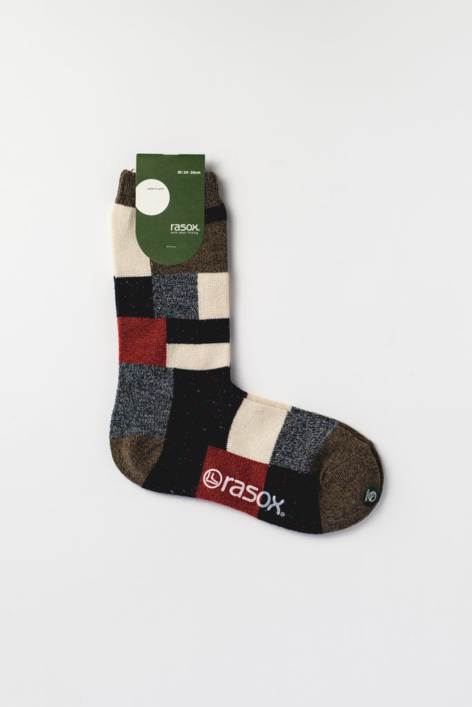 Crew Socks Patchwork, Olive