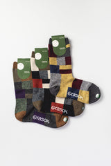 Crew Socks Patchwork, Olive