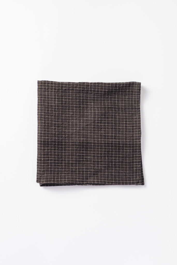 Organic Cotton Napkin, Small Check Charcoal