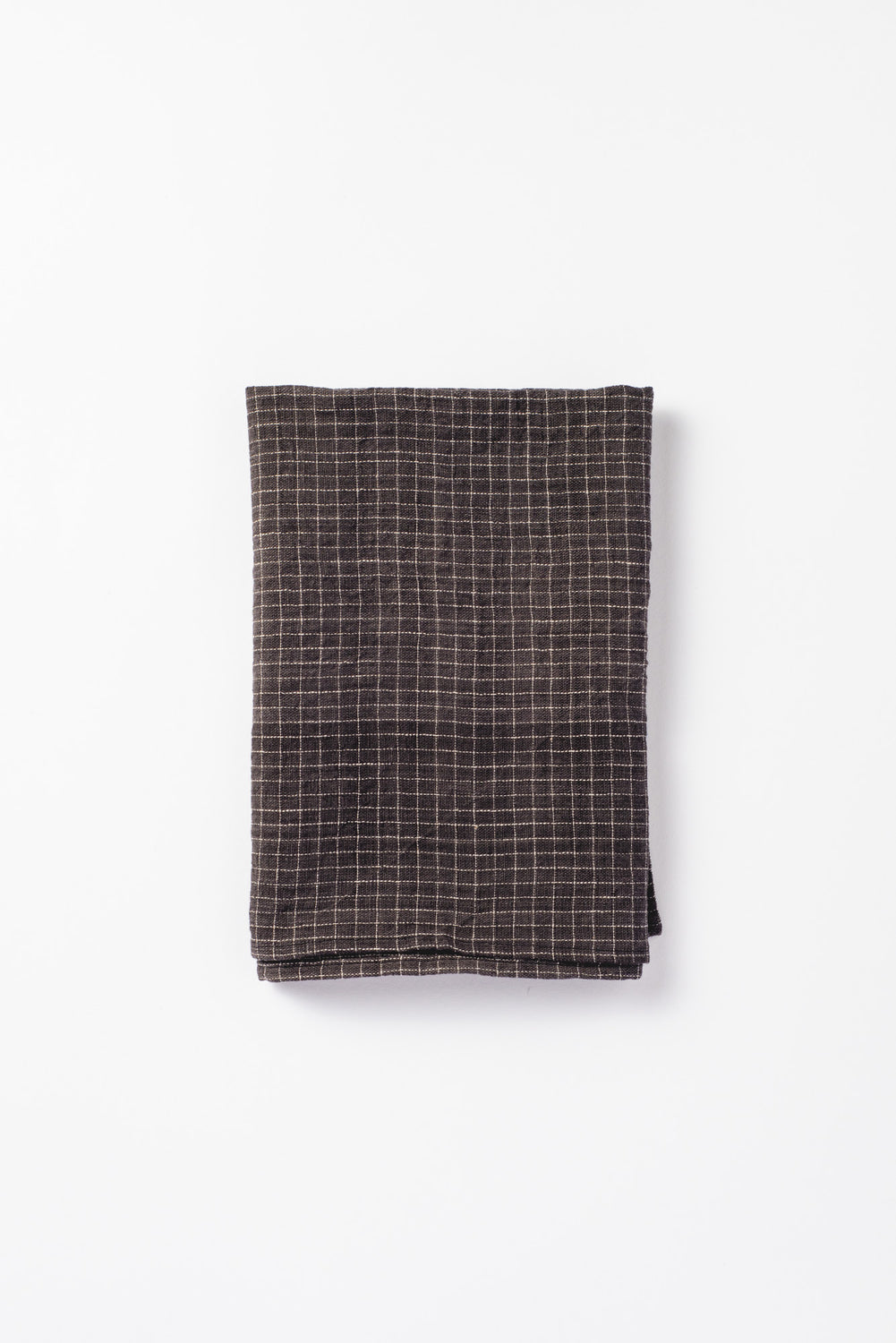 Organic Cotton Napkin, Small Check Charcoal