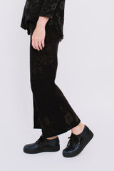 Knit Wool Pants, Dark Charcoal with Floral Pattern