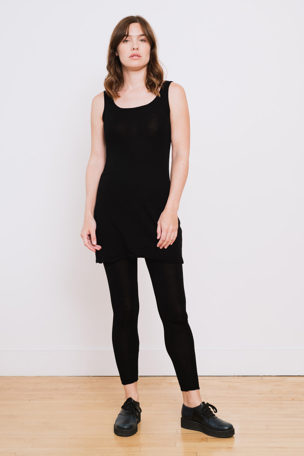 Wool Tank Dress, Black