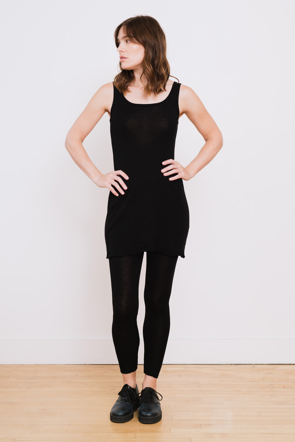 Wool Tank Dress, Black