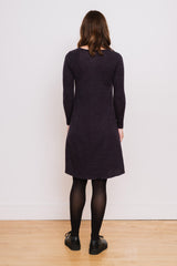 Wool Asymmetrical Wrap Dress, Black