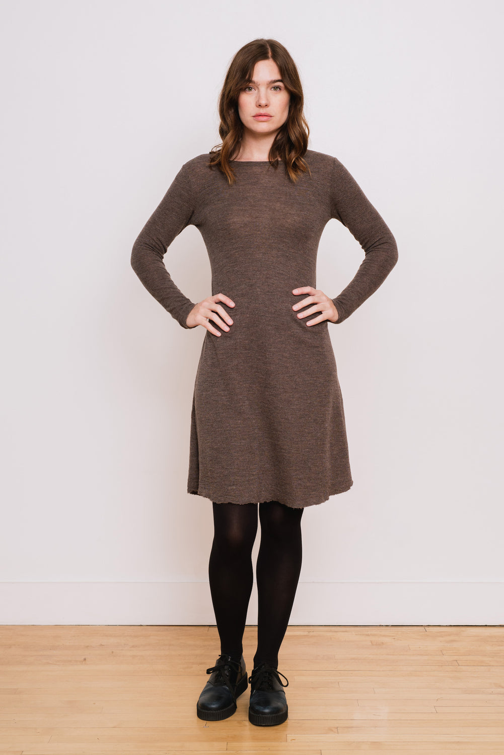 Wool A-Line Dress, Earth Melange