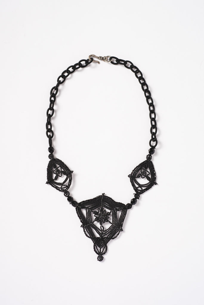 Black Bead Choker Necklace