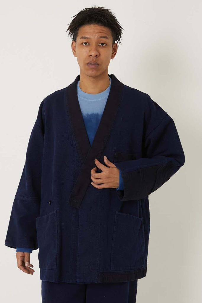 Pure Indigo Double Cloth Sashiko Farmers Haori Jacket