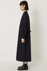 Gold Yarn Indigo Band Collar Shirt Dress