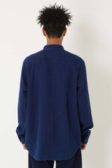 Kasezome Sashiko Band Collar Long Sleeve Shirt