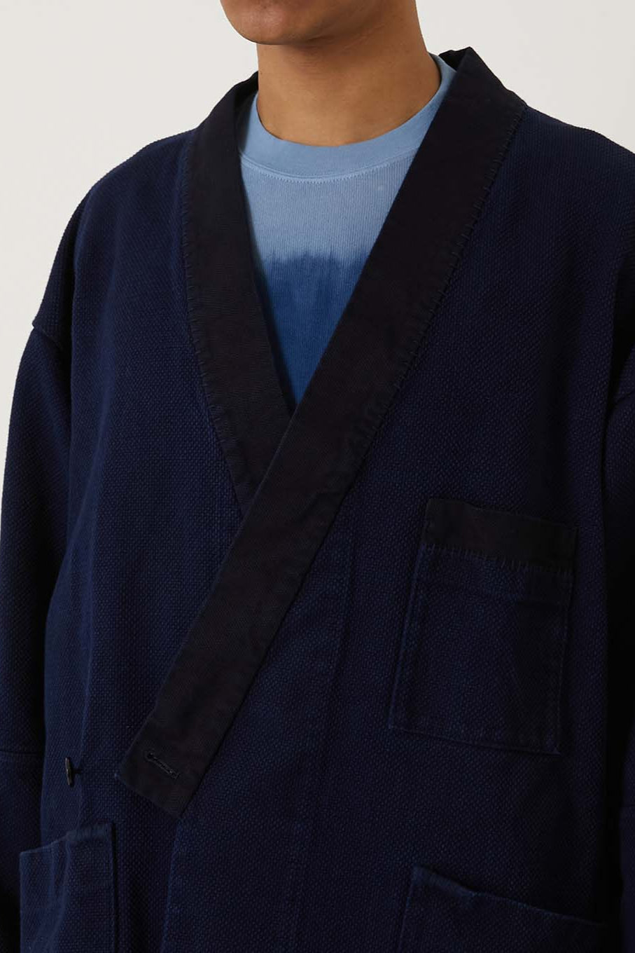 Pure Indigo Double Cloth Sashiko Farmers Haori Jacket