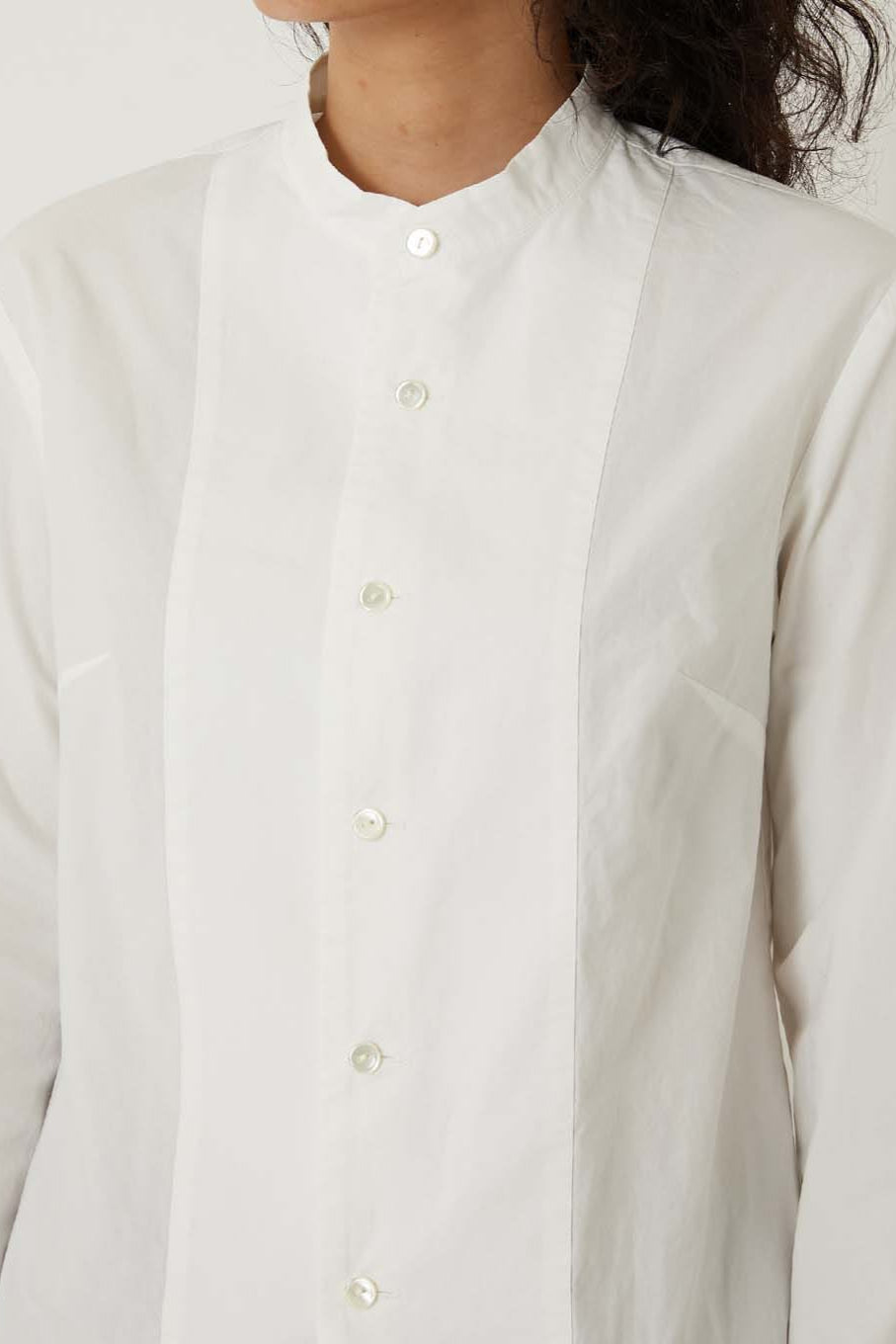 Woven Organic Cotton Stand Up Collar Shirt