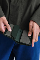 Pressed Cotton Card & Coin Wallet, Gray and Green