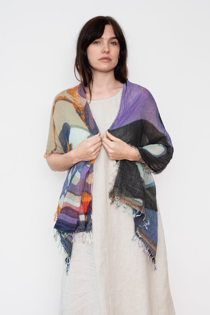 Print Shawl Middle Cotton 15