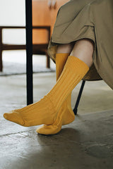 Egyptian Cotton Ribbed High Socks Suzuki Gold