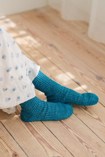 Hemp Cotton Ribbed Socks Seagulls Blue