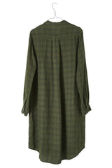 Green Check Linen Shirt Dress