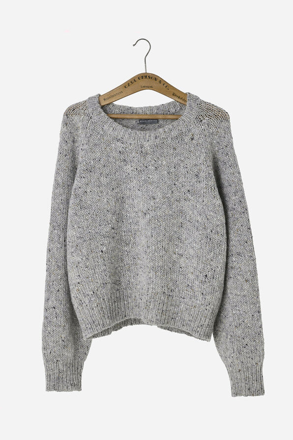 Mohair Tweed Raglan Sweater Gray
