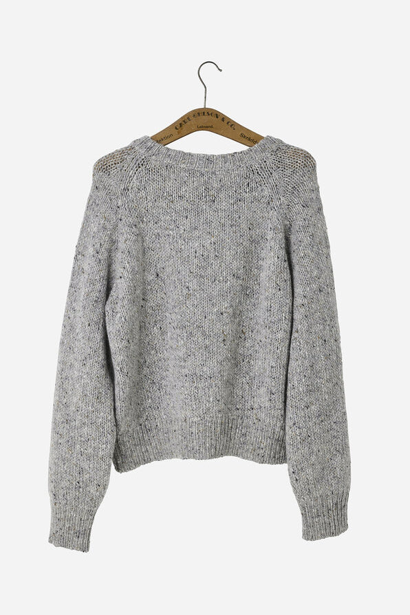 Mohair Tweed Raglan Sweater Gray