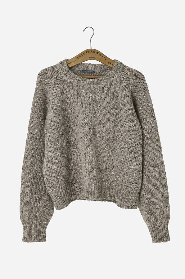 Mohair Tweed Raglan Sweater Natural