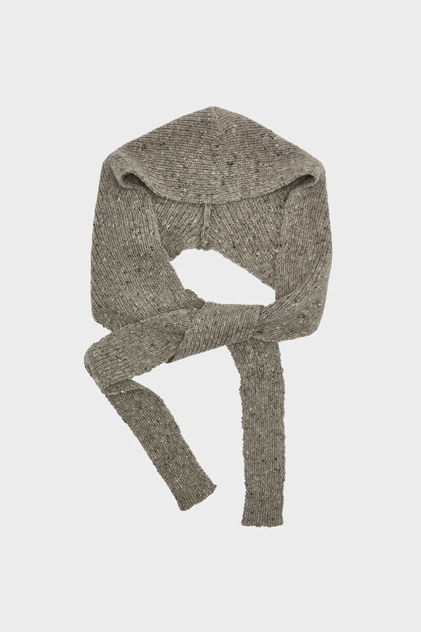 Mohair Tweed Hood Shawl Natural
