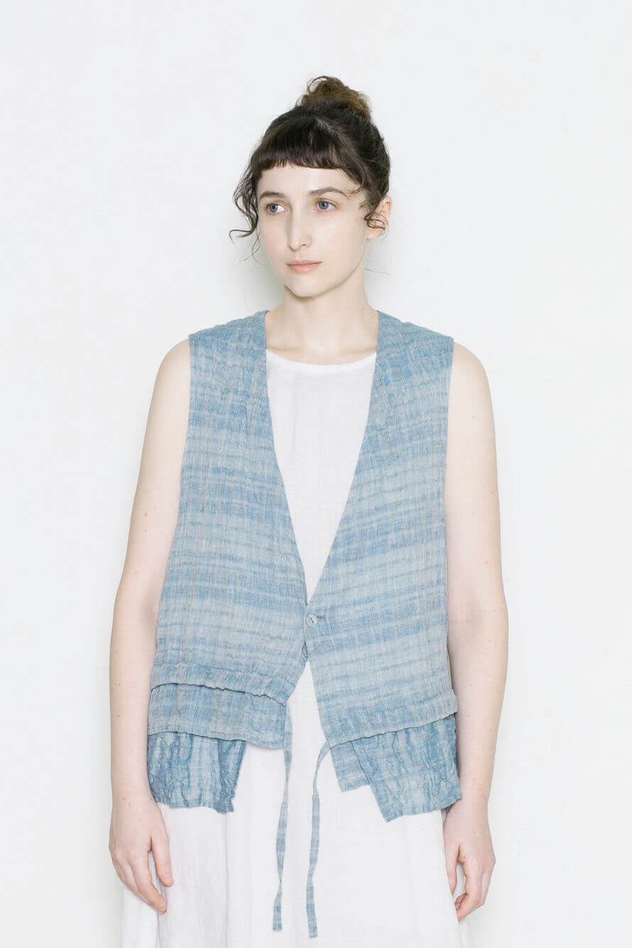 Juni Tiered Cotton and Linen Vest