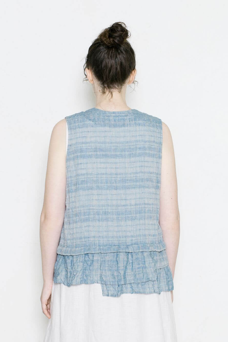 Juni Tiered Cotton and Linen Vest