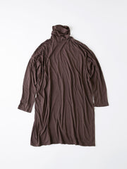 Cotton and Silk Turtleneck Tunic Dark Brown