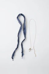 Pearl and Stone Ribbon Necklace Blue