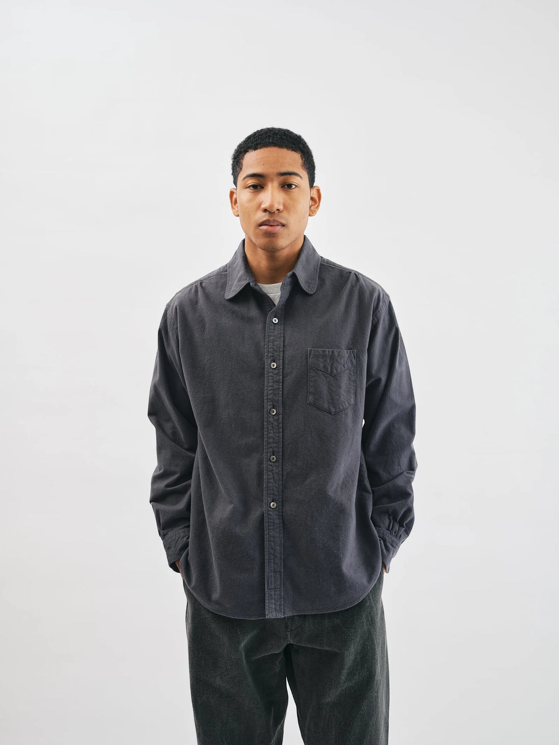Rounder Shirt Cotton Suede Gray