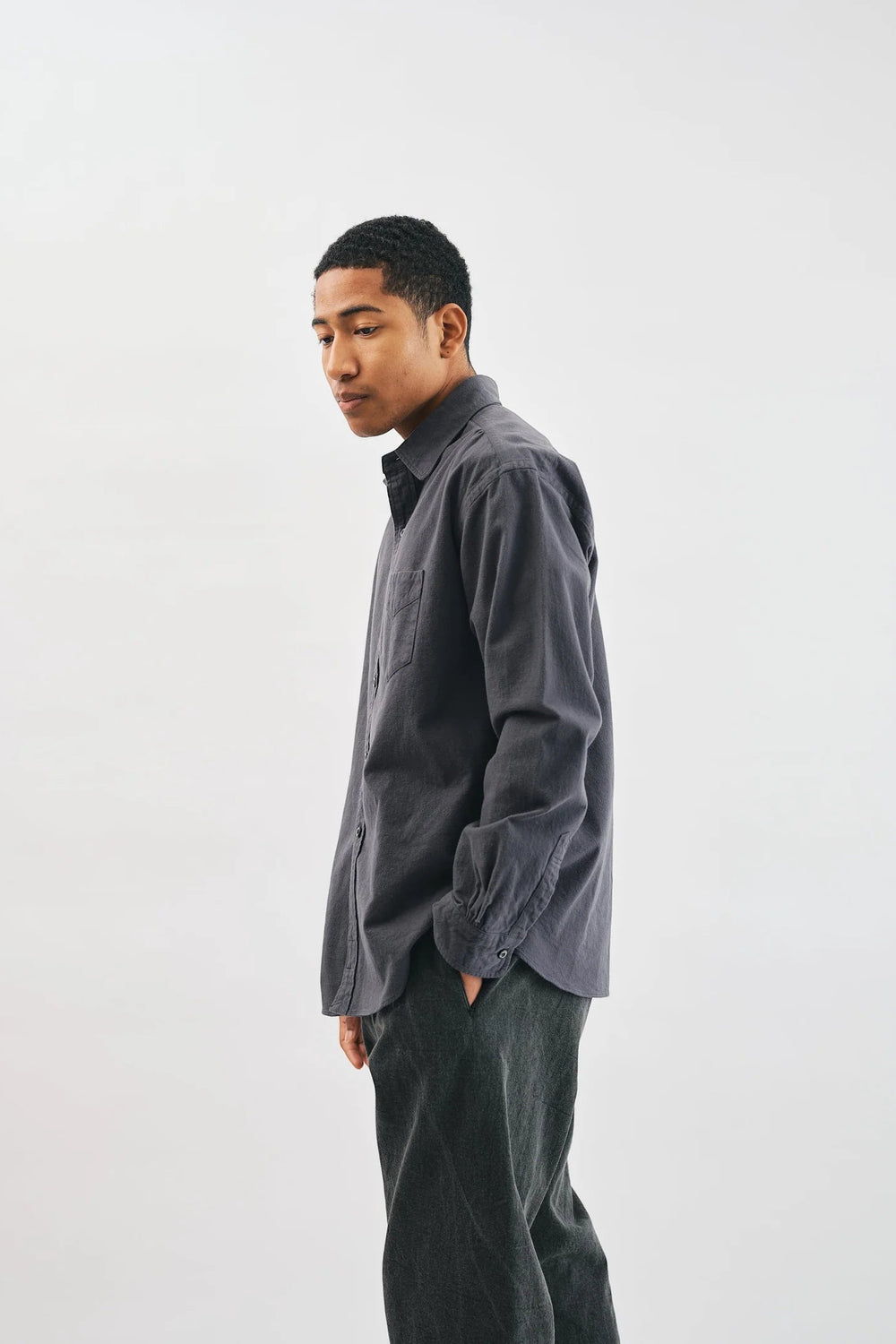 Rounder Shirt Cotton Suede Gray