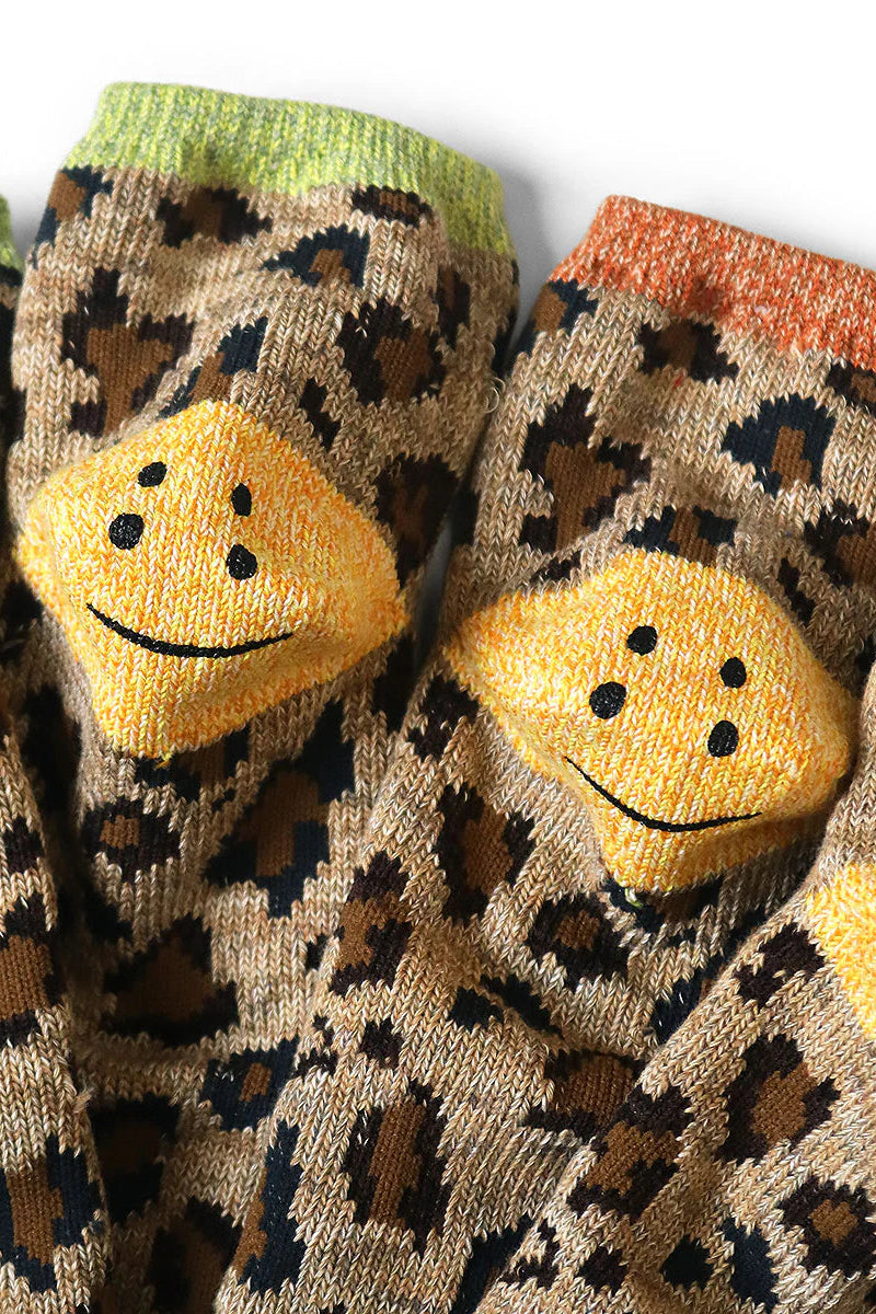84 Yarn RAINBOWY HAPPY HEEL Leopard Ankle Socks