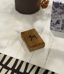 Vintage Small Wood Box with Cat