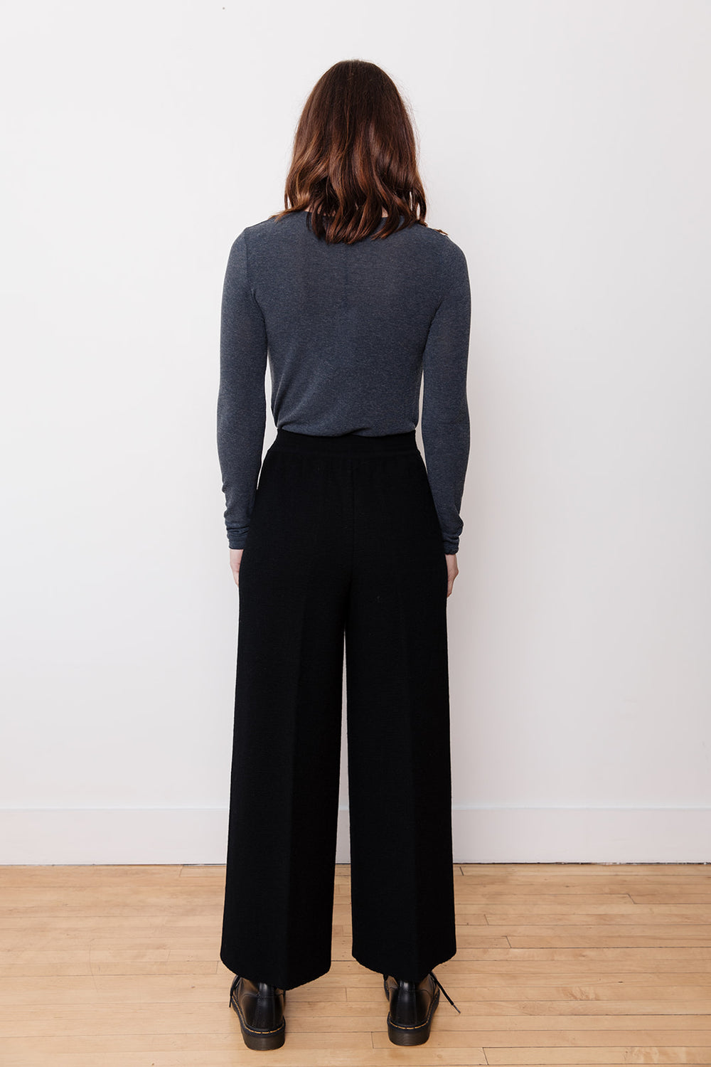 Wool Knit Cropped Pants Black