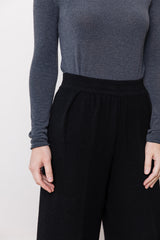 Wool Knit Cropped Pants Black
