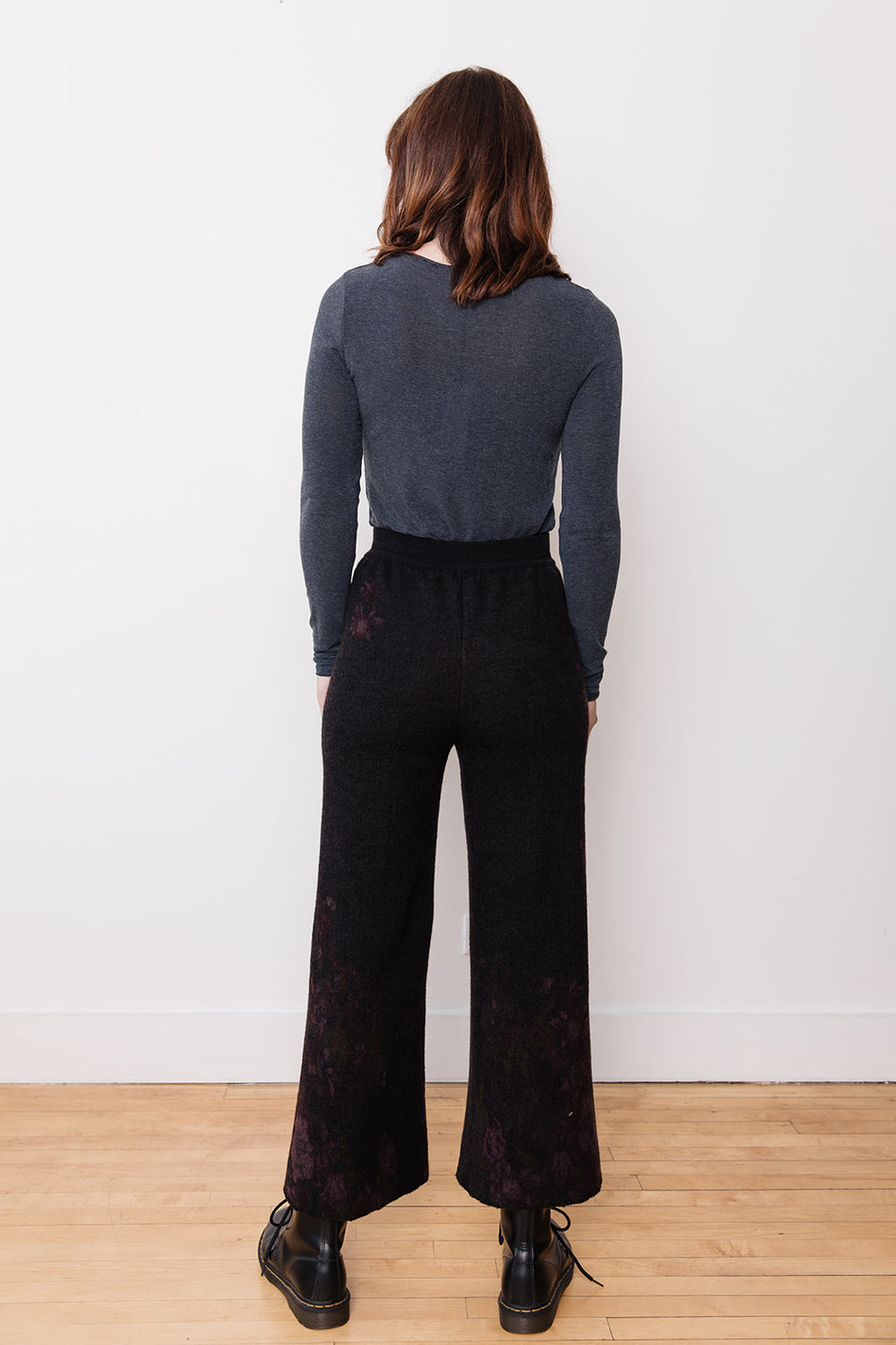 Wool Knit Cropped Pants Black