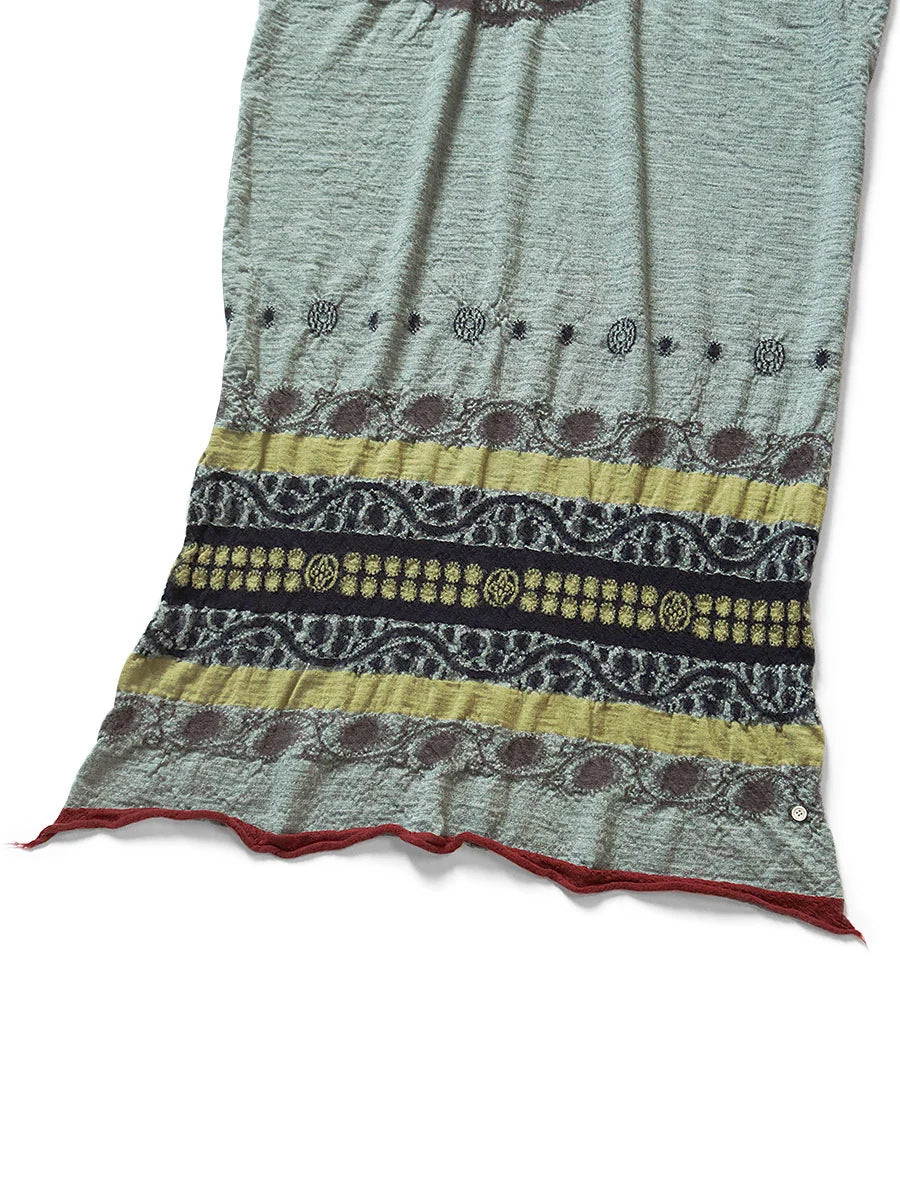 Fulling Wool Scarf COPTIC SKULL Green