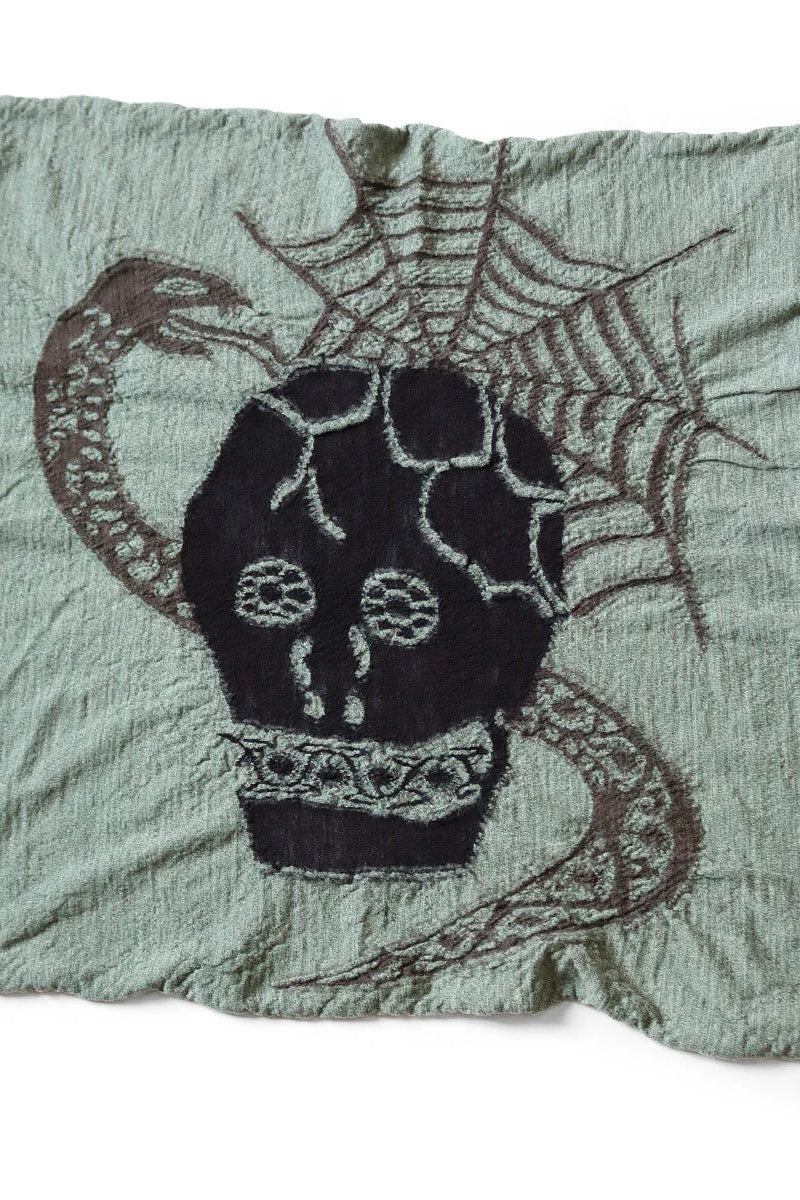Fulling Wool Scarf COPTIC SKULL Green
