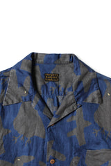 French Cloth Linen GUIDING LIGHT RAVEN-dye Aloha Shirt, IDG