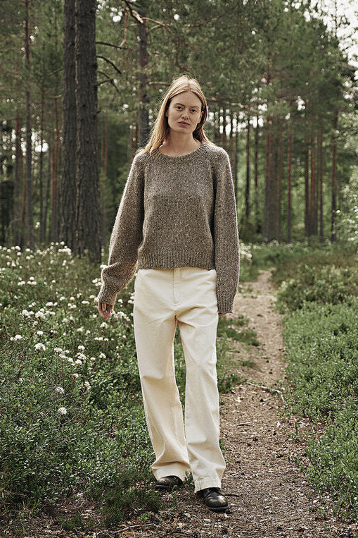 Mohair Tweed Raglan Sweater Natural
