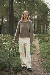 Mohair Tweed Raglan Sweater Natural