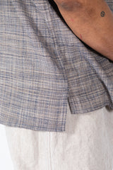 Unisex Organic S/S Cotton Slub Shirt, Navy and Gray
