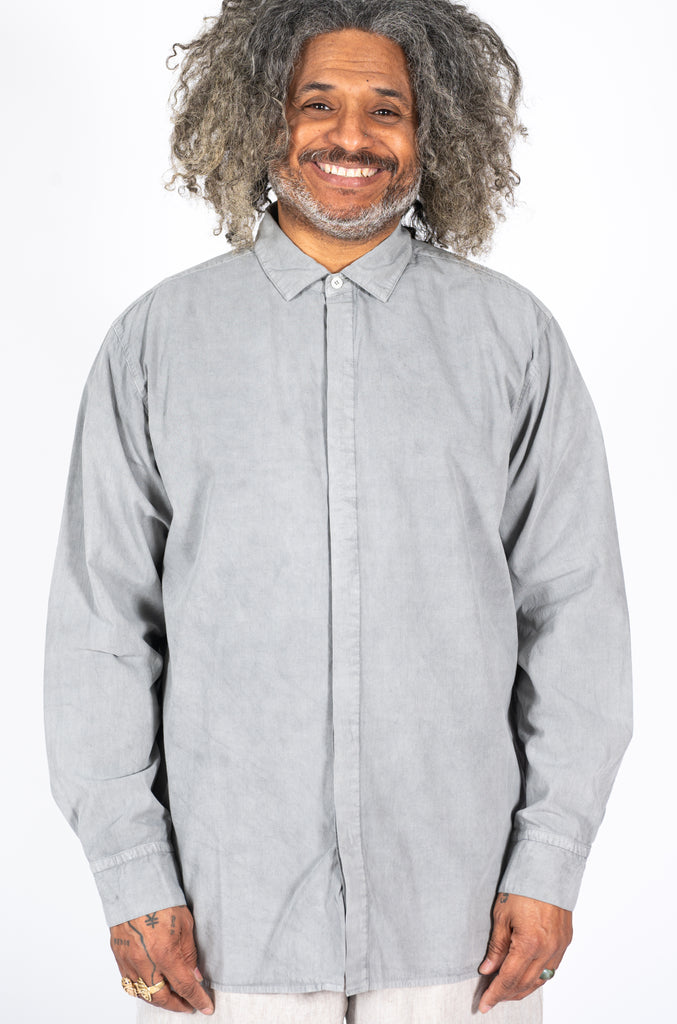 Cotton L/S Shirt, Light Charcoal