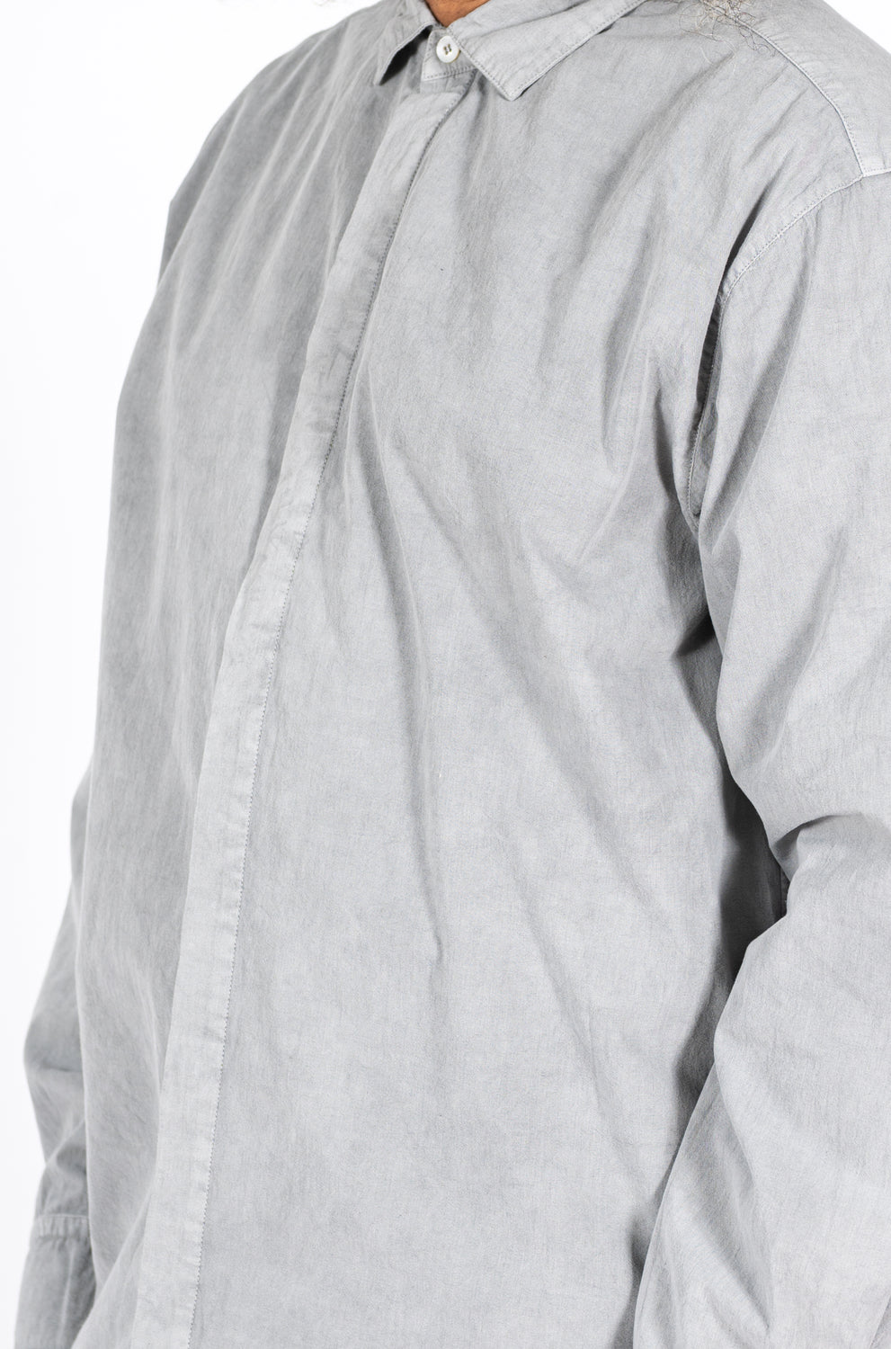 Cotton L/S Shirt, Light Charcoal