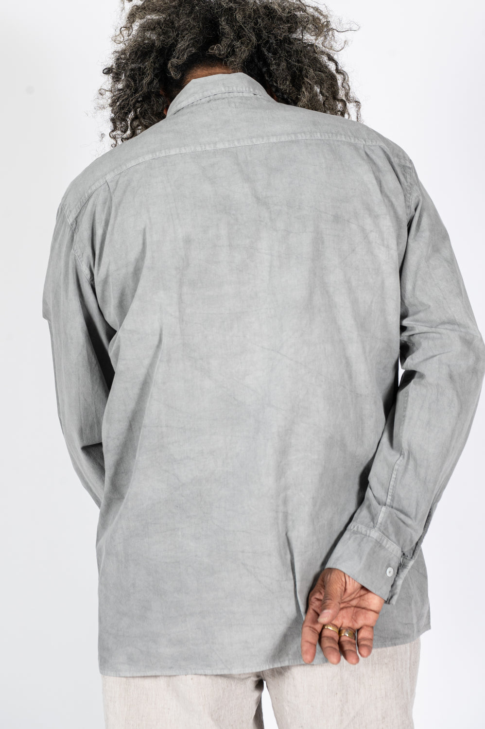 Cotton L/S Shirt, Light Charcoal