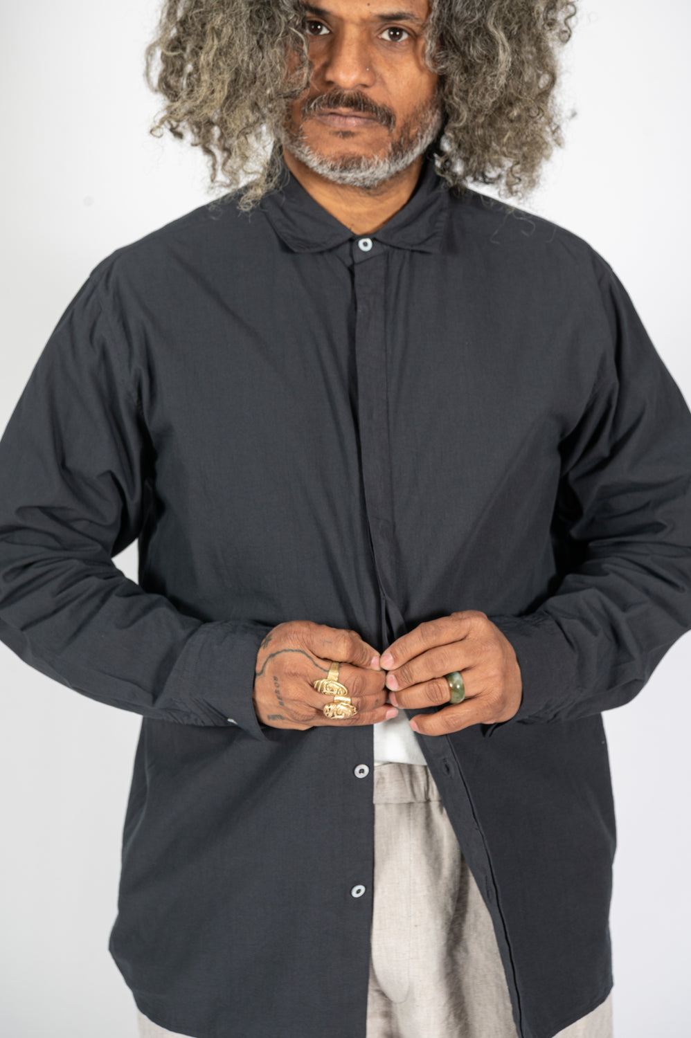 Cotton L/S Shirt, Dark Charcoal