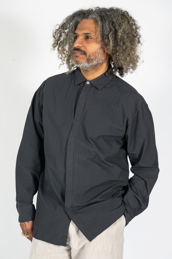 Cotton L/S Shirt, Dark Charcoal