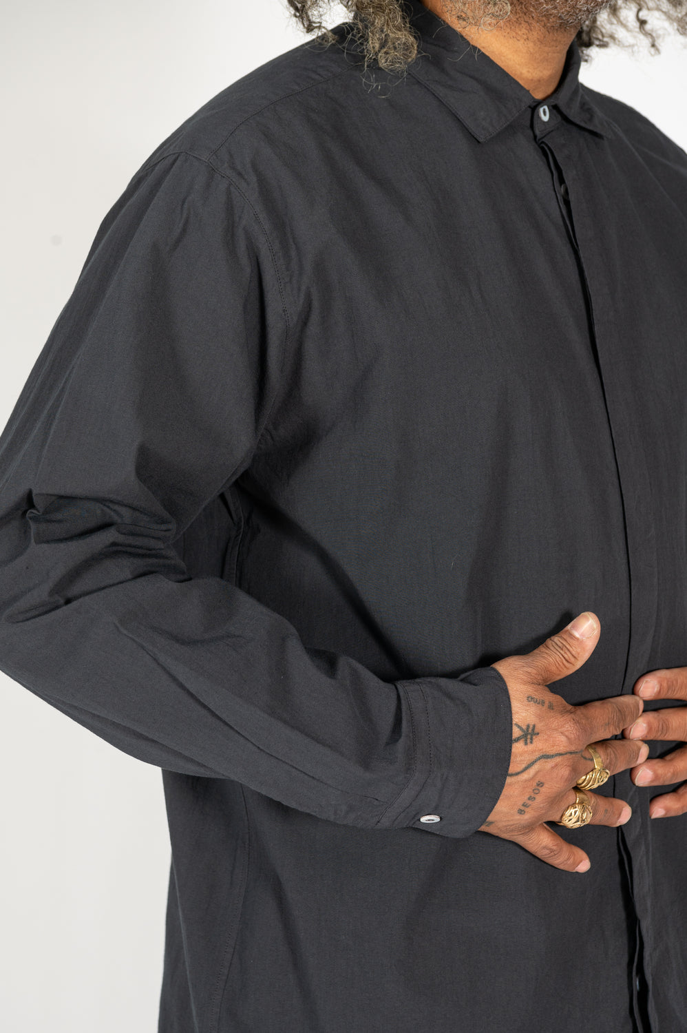 Cotton L/S Shirt, Dark Charcoal