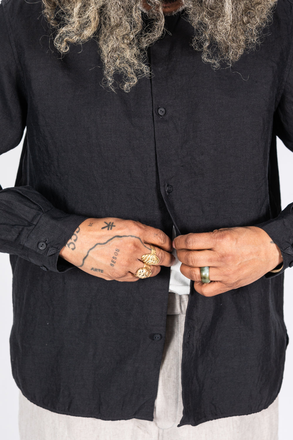 Washi and Hemp L/S Shirt, Charcoal Gray