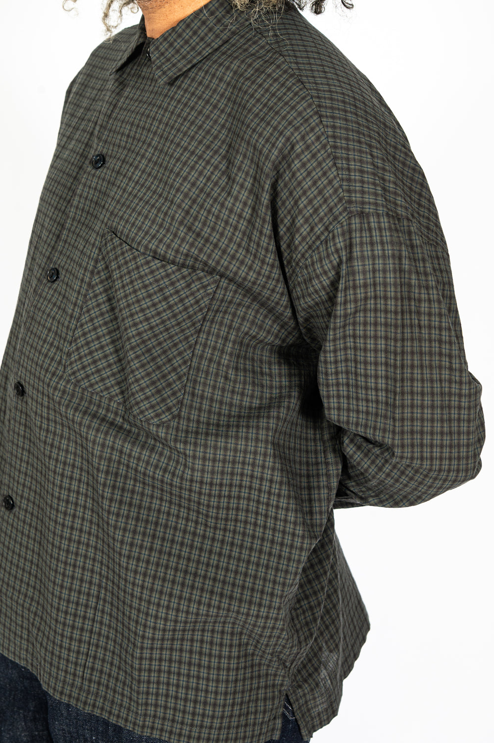 Dobby Check Oversized Shirt Charcoal, Unisex